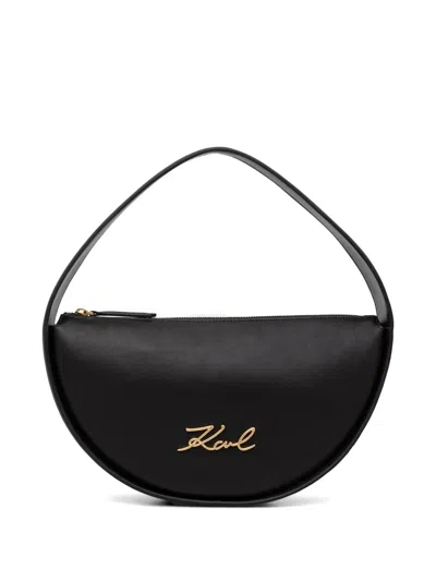 Karl Lagerfeld Logo-plaque Crescent Tote Bag In Black