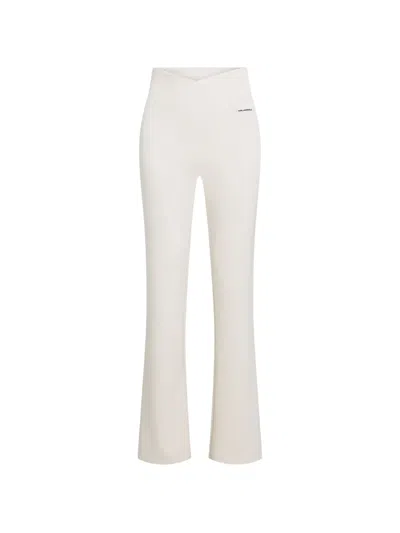 Karl Lagerfeld Logo-plaque Crossover-waistband Trousers In White