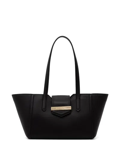 Karl Lagerfeld Logo-plaque Pebbled Tote Bag In Black