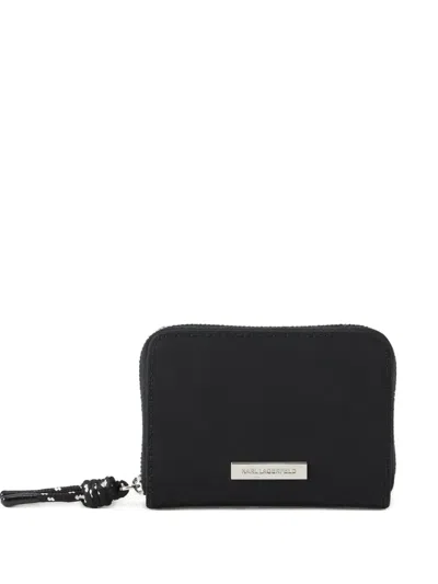 Karl Lagerfeld Logo-plaque Zip Wallet In Black