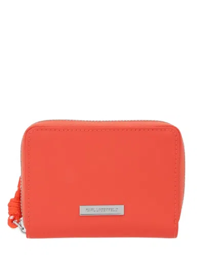 Karl Lagerfeld Logo-plaque Zip-around Wallet In Orange