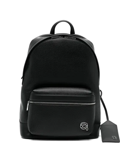 Karl Lagerfeld Logo-plaque Zipped Backpack In Black