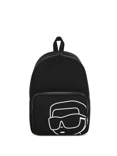 Karl Lagerfeld Kids' Logo-print Backpack In Black