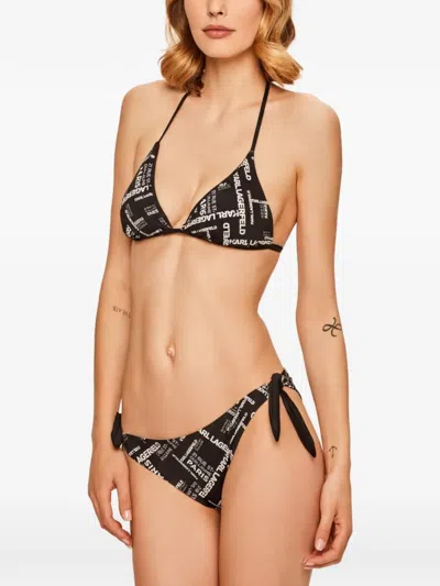 Karl Lagerfeld Logo-print Bikini In Black