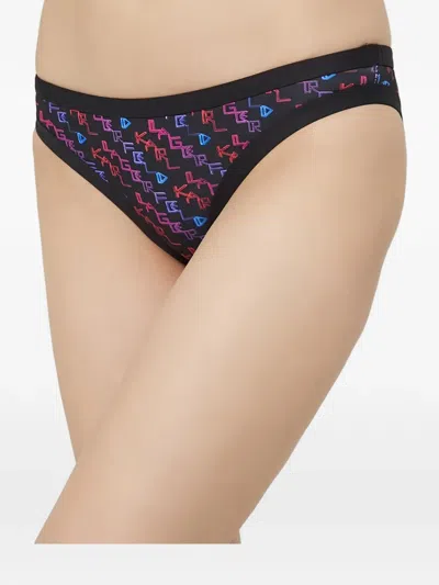Karl Lagerfeld Logo-print Bikini Bottoms In Black