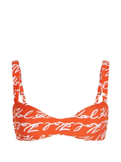 Karl Lagerfeld Logo-print Bikini Top In Multi