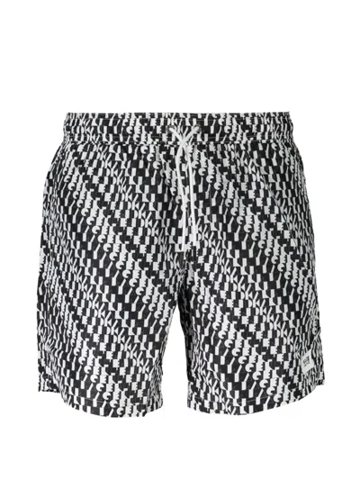 Karl Lagerfeld Logo-print Drawstring Swim Shorts In Black