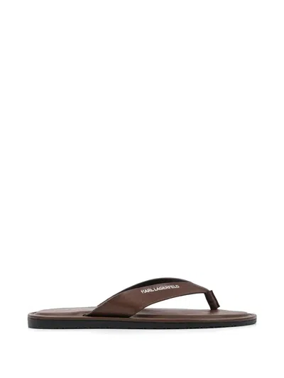 Karl Lagerfeld Logo-print Flip-flops In Brown