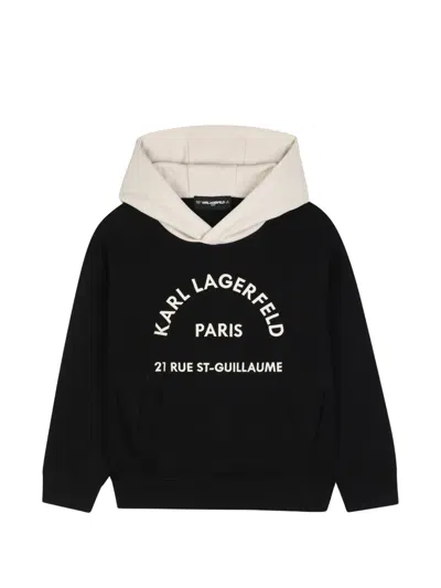 Karl Lagerfeld Kids' Logo-print Hoodie In Black