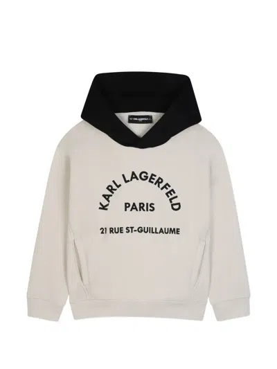 Karl Lagerfeld Kids' Logo-print Hoodie In White