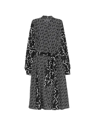 Karl Lagerfeld Logo-print Midi Dress In Black