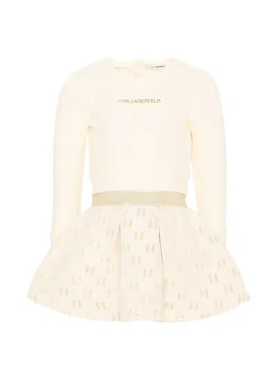Karl Lagerfeld Kids' Logo-print Monogram-pattern Playsuit In White