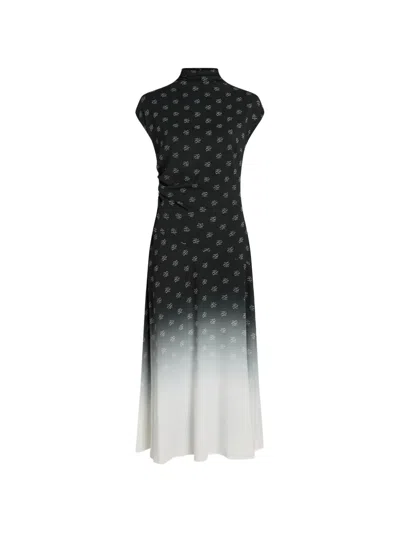 Karl Lagerfeld Logo-print Ombré Midi Dress In Black