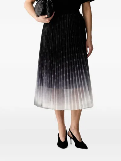 Karl Lagerfeld Logo-print Pleated Midi Skirt In Black