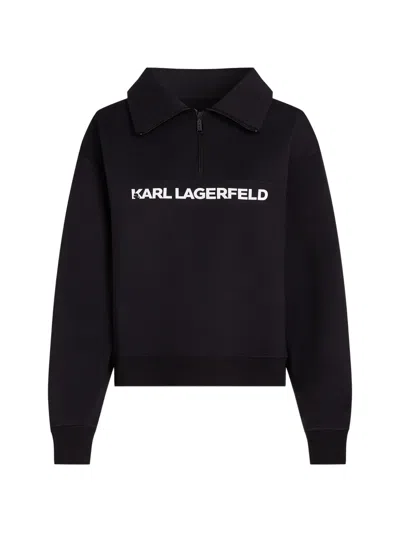 Karl Lagerfeld Logo Athleisure Half-zip Sweatshirt In Black