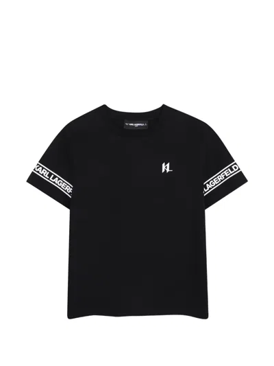 Karl Lagerfeld Kids' Logo-print Short-sleeve T-shirt In Black