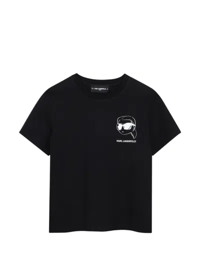 Karl Lagerfeld Kids' Logo-print Short-sleeve T-shirt In Black