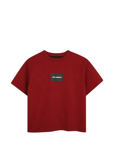 Karl Lagerfeld Kids' Logo-print Short-sleeve T-shirt In Red