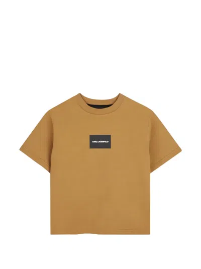 Karl Lagerfeld Kids' Logo-print Short-sleeved T-shirt In Brown