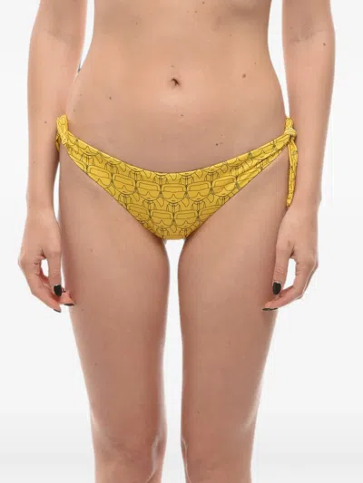 Karl Lagerfeld Logo-print Side-tie Bikini Briefs In Yellow