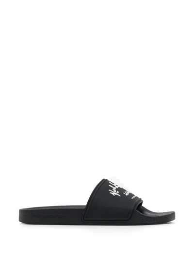 Karl Lagerfeld Logo-print Slides In Black