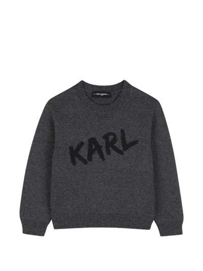 Karl Lagerfeld Kids' Logo-print Sweater In Gray