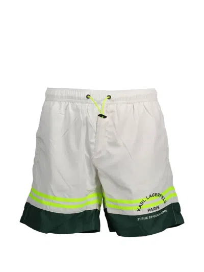 Karl Lagerfeld Logo-print Swim Shorts In White