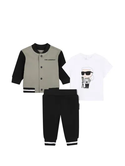Karl Lagerfeld Babies' Logo-print Three-piece Set In Multi