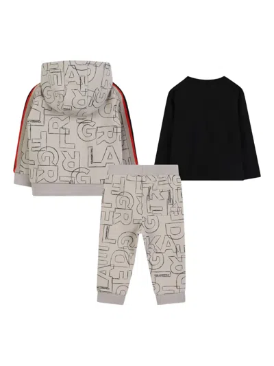 Karl Lagerfeld Babies' Logo-print Tracksuit In Neutrals