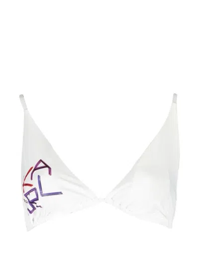 Karl Lagerfeld Logo-print Triangle Bikini Top In White