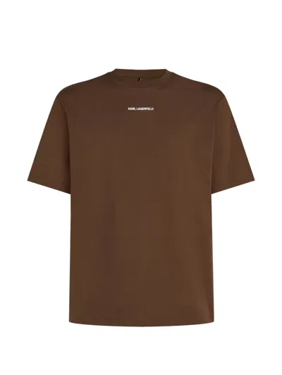Karl Lagerfeld Logo Athleisure T-shirt In Brown
