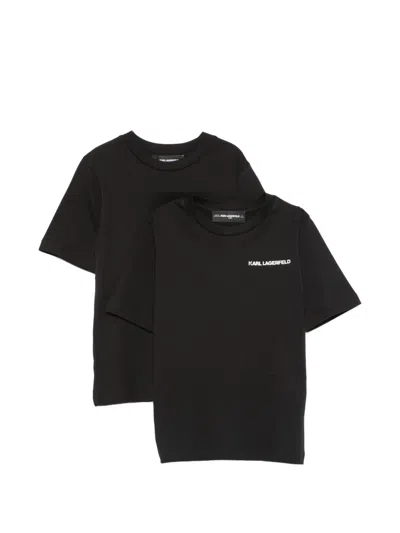 Karl Lagerfeld Kids' Logo-print T-shirt Set (set Of Two) In Black