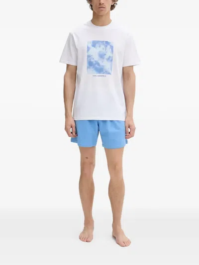 Karl Lagerfeld Logo-print Two-piece Pajamas In Blue