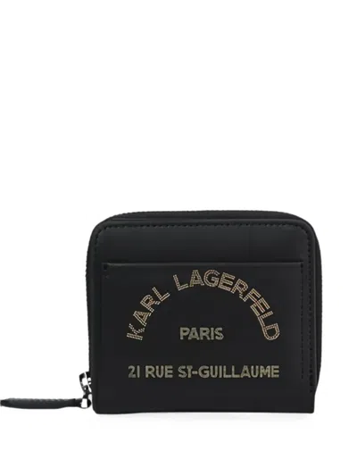 Karl Lagerfeld Logo-print Zip-around Wallet In Black