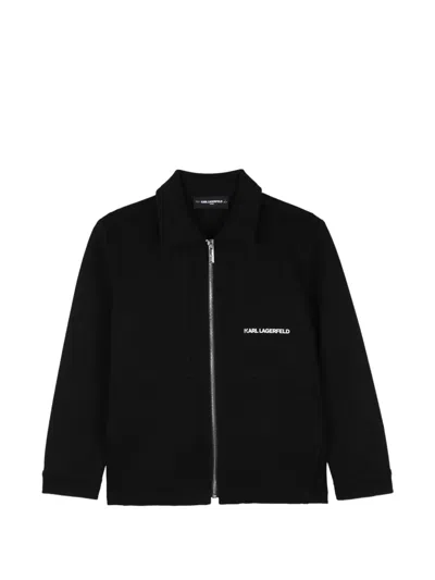 Karl Lagerfeld Kids' Logo-print Zip-up Jacket In Black