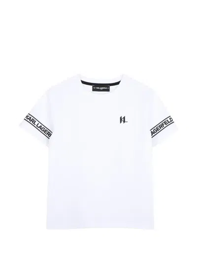 Karl Lagerfeld Kids' Logo-tape Short-sleeve T-shirt In White