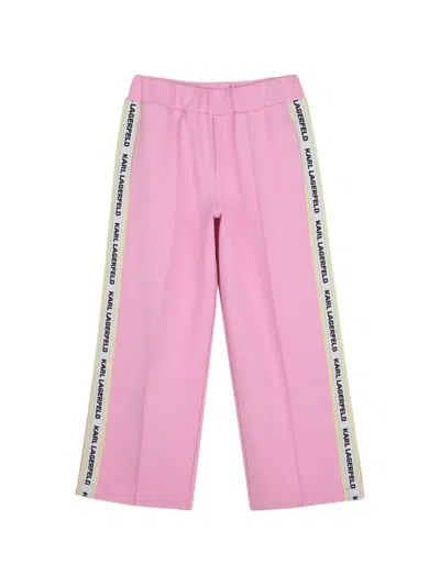 Karl Lagerfeld Kids' Logo-tape Track Pants In Pink