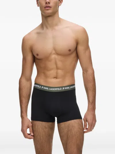 Karl Lagerfeld Logo-waistband Boxers (set Of Five) In Black