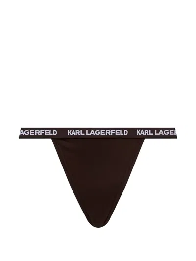 Karl Lagerfeld Logo-waistband Brazilian Briefs Set (set Of Seven) In Purple