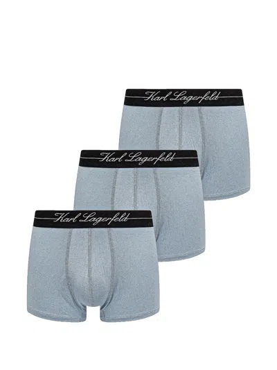 Karl Lagerfeld Logo-waistband Jersey Boxers In Blue
