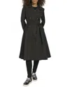 Karl Lagerfeld Long Pleated Trench Coat In Black