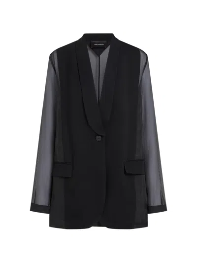 Karl Lagerfeld Long-sleeve Blazer In Black