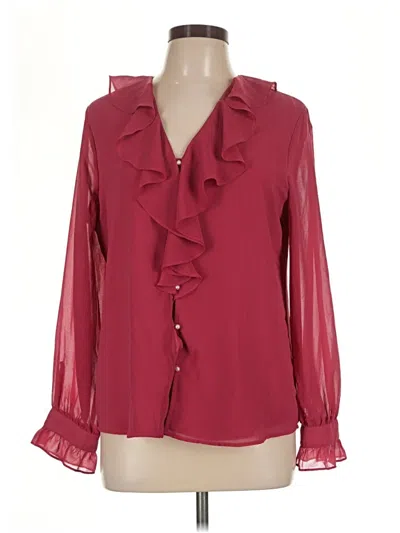 Pre-owned Karl Lagerfeld Long Sleeve Blouse In Burgundy