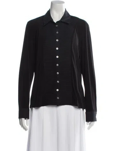 Pre-owned Karl Lagerfeld Long Sleeve Button-up Top In Gray