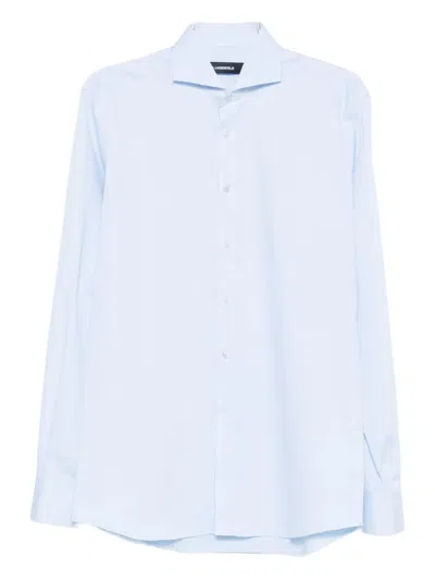 Karl Lagerfeld Long-sleeve Cotton Shirt In Blue