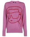 Karl Lagerfeld Long Sleeve Crew-neck Sweater In Purple