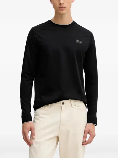Karl Lagerfeld Long-sleeve Logo T-shirt In Black