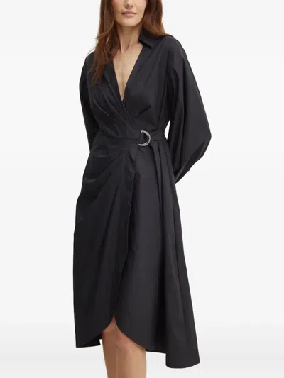 Karl Lagerfeld Long-sleeve Midi Dress In Black