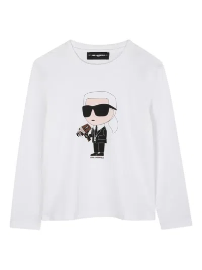 Karl Lagerfeld Kids' Long-sleeve T-shirt In White