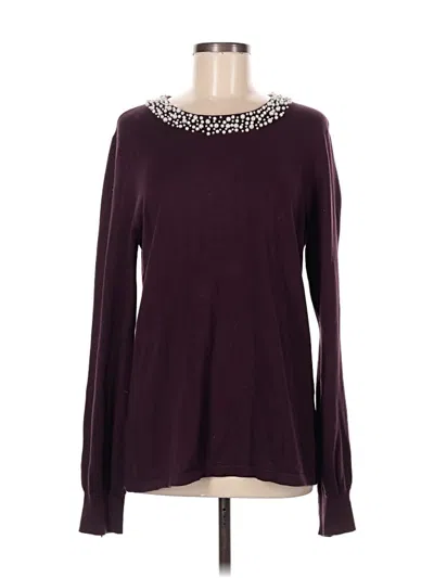 Pre-owned Karl Lagerfeld Long Sleeve Top Burgundy Keyhole Neckline Tops